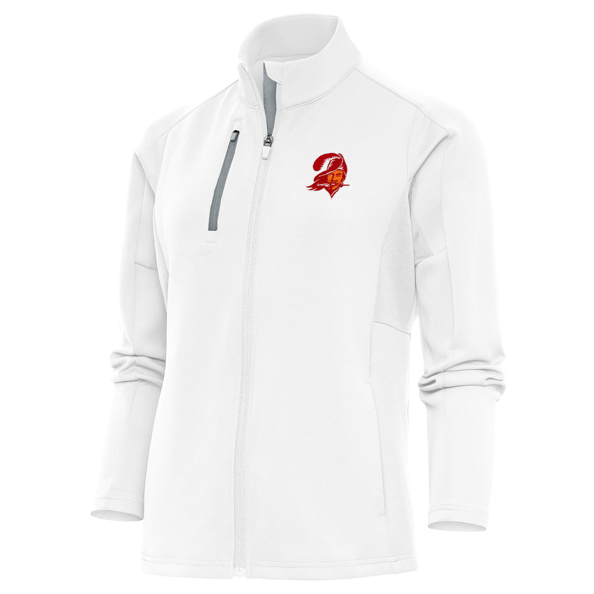 Women's Antigua White Tampa Bay Buccaneers Throwback Logo Generation Full-Zip Jacket