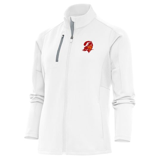 Women's Antigua White Tampa Bay Buccaneers Throwback Logo Generation Full-Zip Jacket