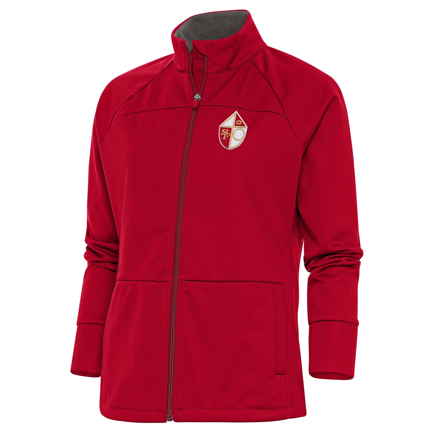 Women's Antigua Scarlet San Francisco 49ers Throwback Logo Links Full-Zip Golf Jacket