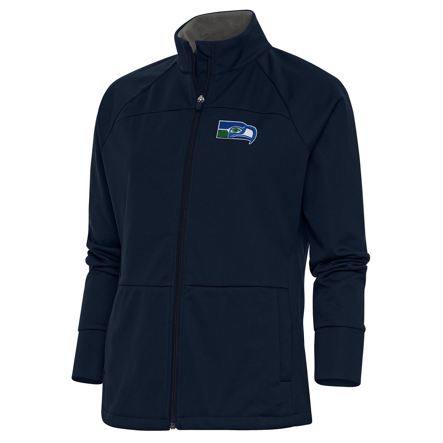 Women's Antigua Navy Seattle Seahawks Throwback Logo Links Full-Zip Golf Jacket