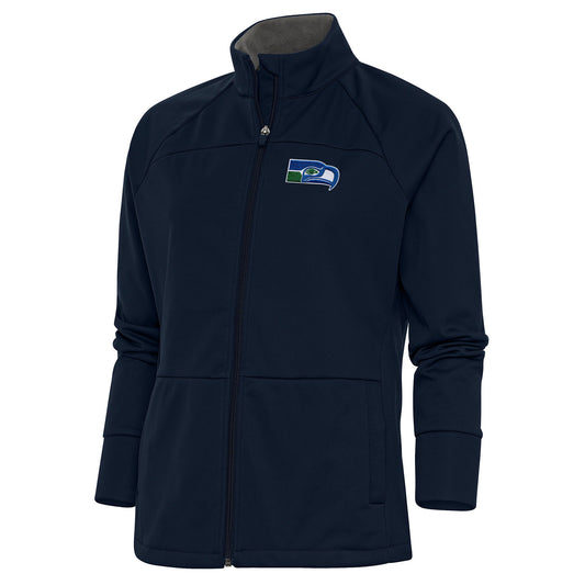 Women's Antigua Navy Seattle Seahawks Throwback Logo Links Full-Zip Golf Jacket