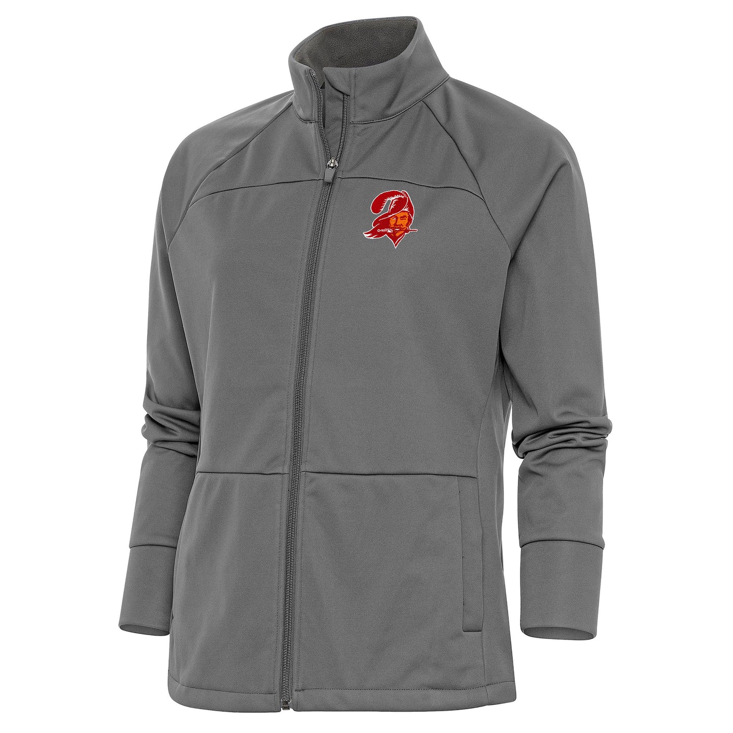 Women's Antigua Steel Tampa Bay Buccaneers Throwback Logo Links Full-Zip Golf Jacket