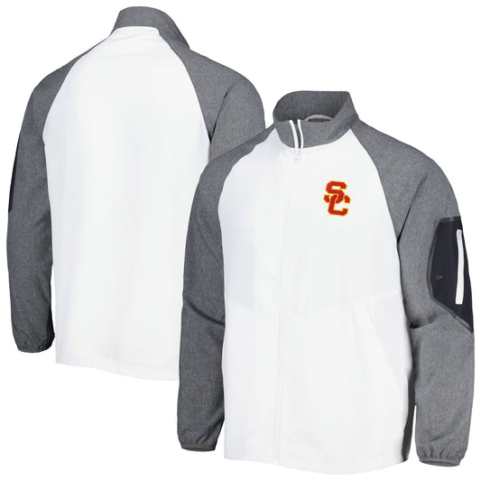 Men's Dunbrooke White USC Trojans Hurricane Raglan Full-Zip Jacket