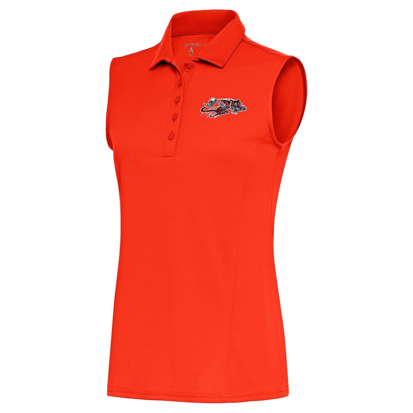 Women's Antigua Orange Cincinnati Bengals Throwback Logo Sleeveless Tribute Polo