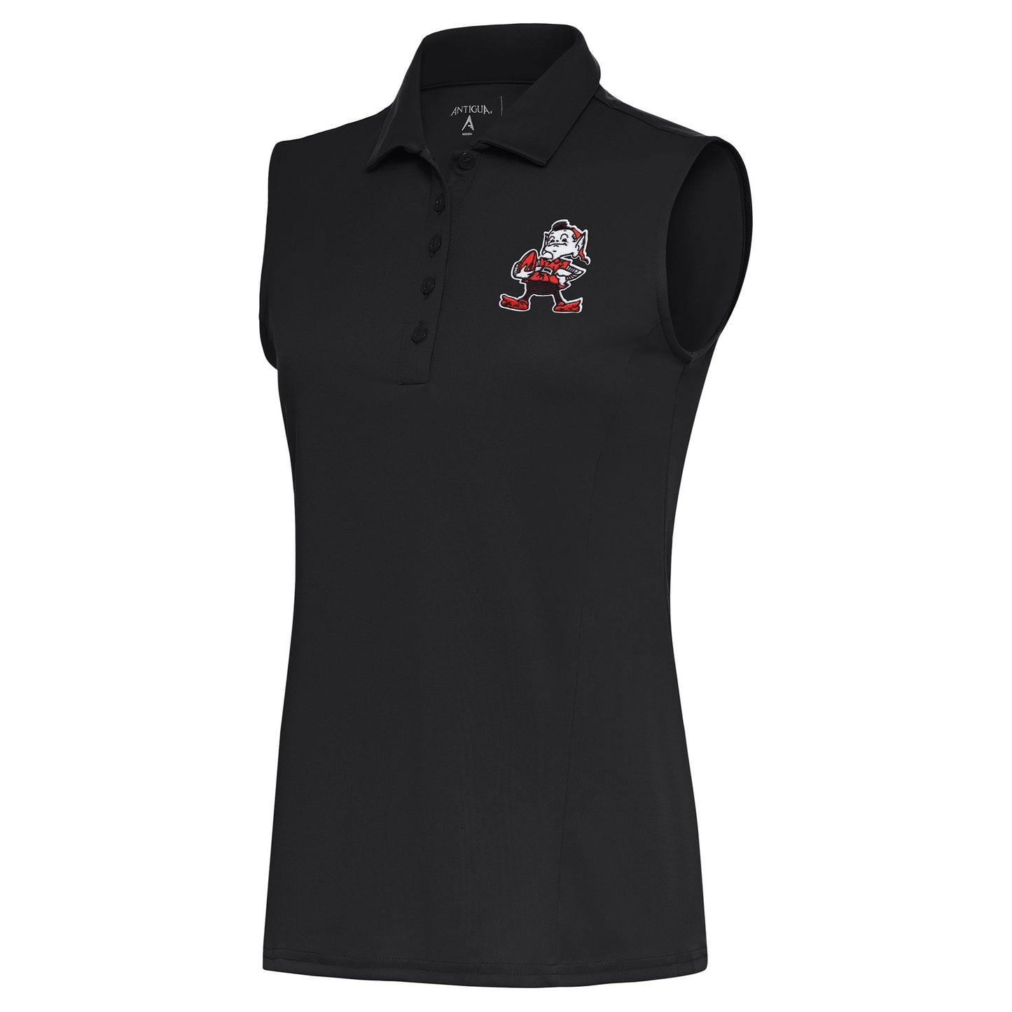 Women's Antigua Charcoal Cleveland Browns Throwback Logo Sleeveless Tribute Polo