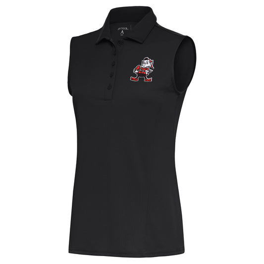 Women's Antigua Charcoal Cleveland Browns Throwback Logo Sleeveless Tribute Polo