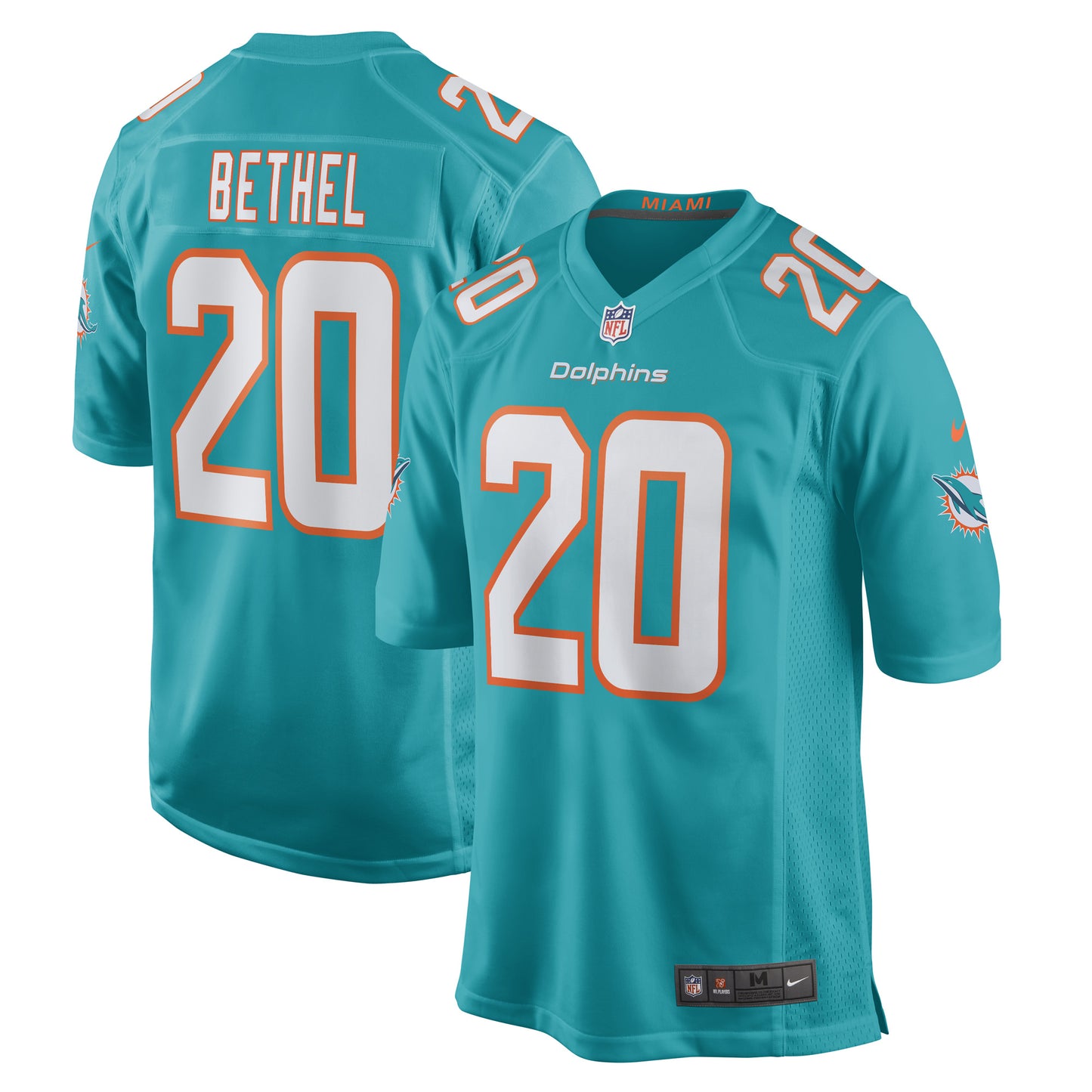 Men's Nike Justin Bethel Aqua Miami Dolphins Game Player Jersey