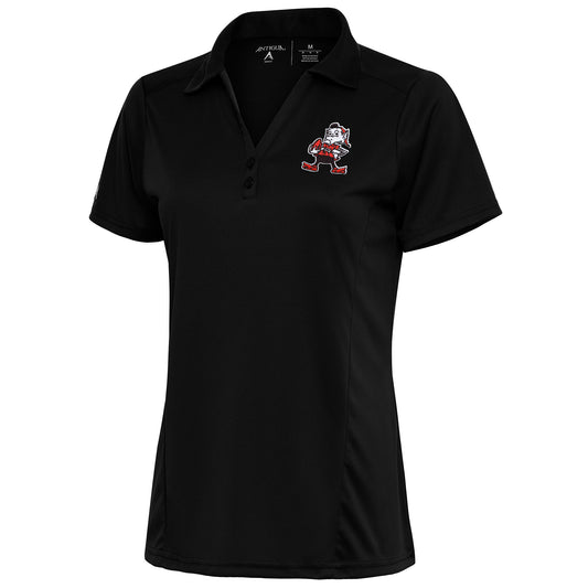 Women's Antigua Black Cleveland Browns Throwback Logo Tribute Polo