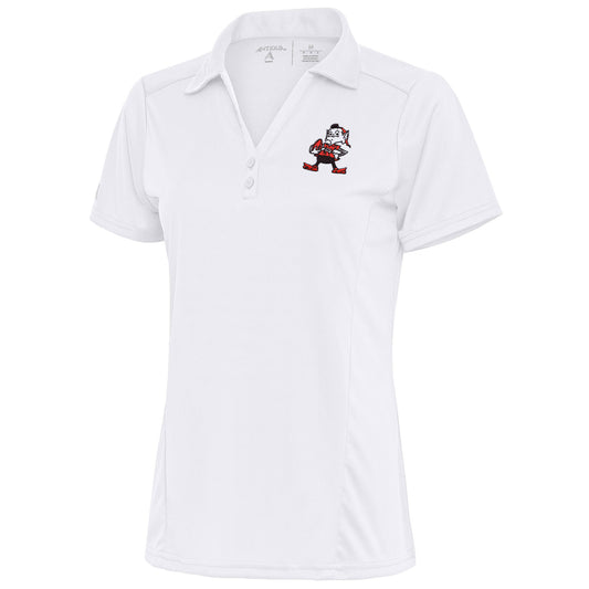 Women's Antigua White Cleveland Browns Throwback Logo Tribute Polo