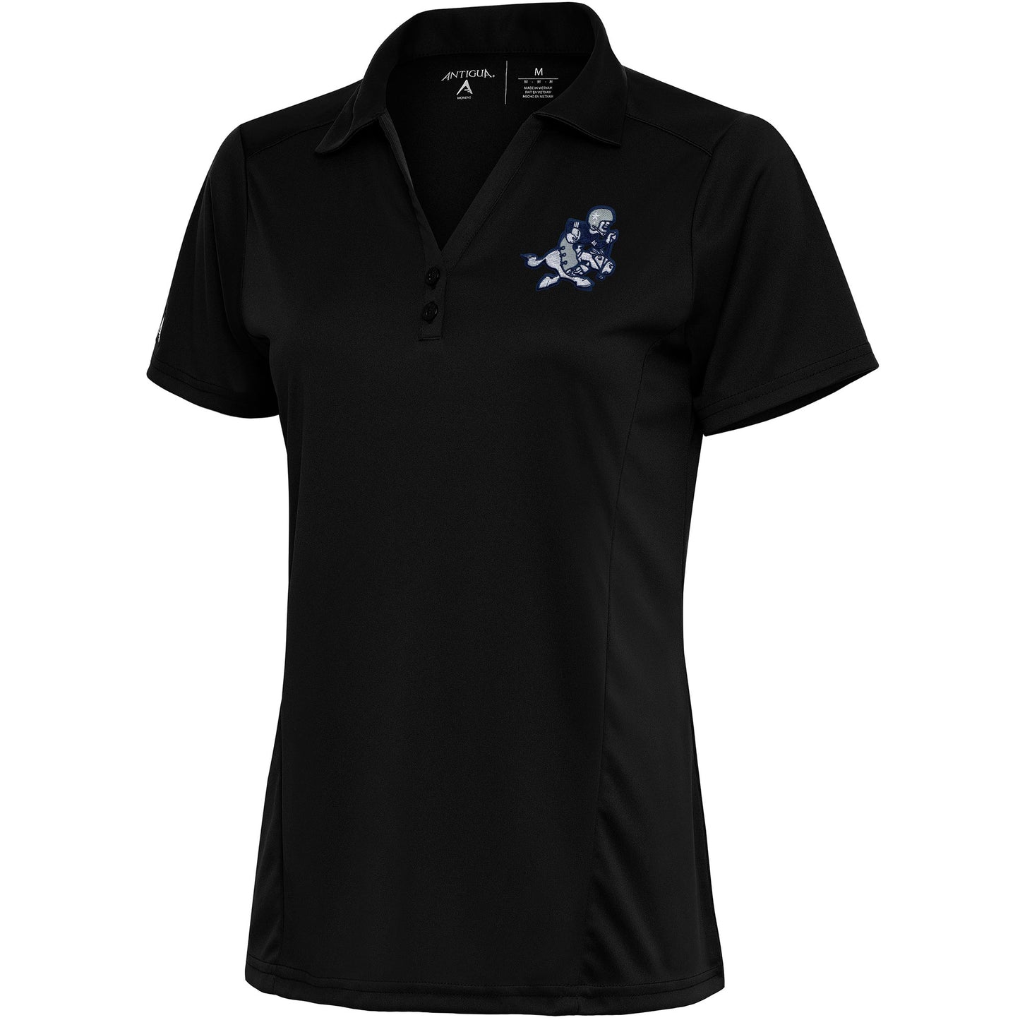 Women's Antigua Black Dallas Cowboys Throwback Logo Tribute Polo