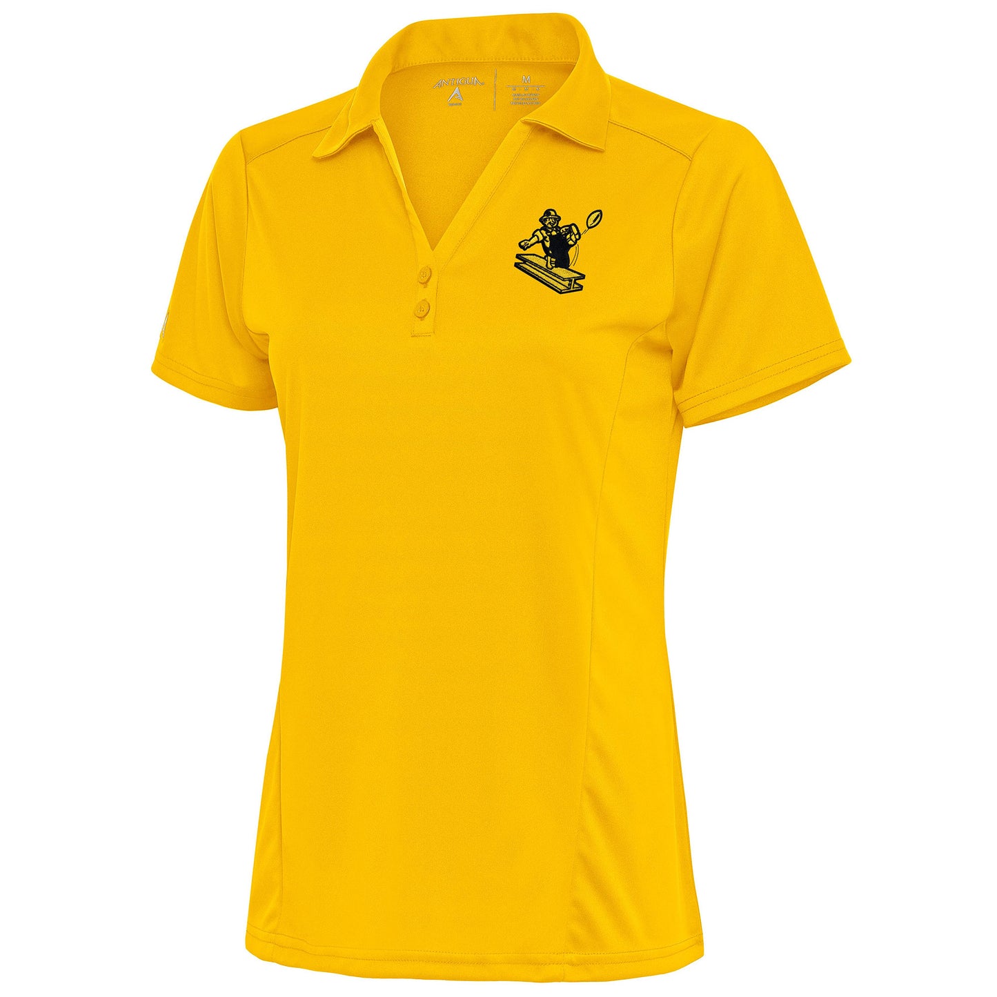 Women's Antigua Gold Pittsburgh Steelers Throwback Logo Tribute Polo