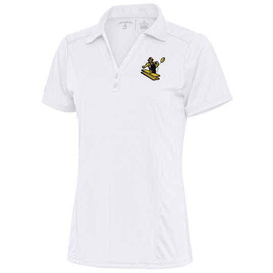 Women's Antigua White Pittsburgh Steelers Throwback Logo Tribute Polo