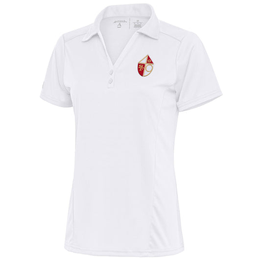 Women's Antigua White San Francisco 49ers Throwback Logo Tribute Polo