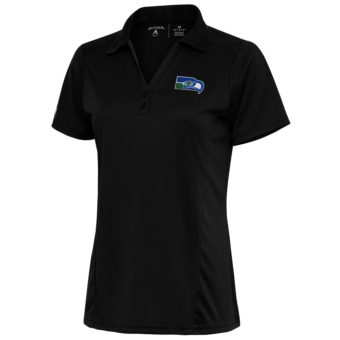 Women's Antigua Black Seattle Seahawks Throwback Logo Tribute Polo