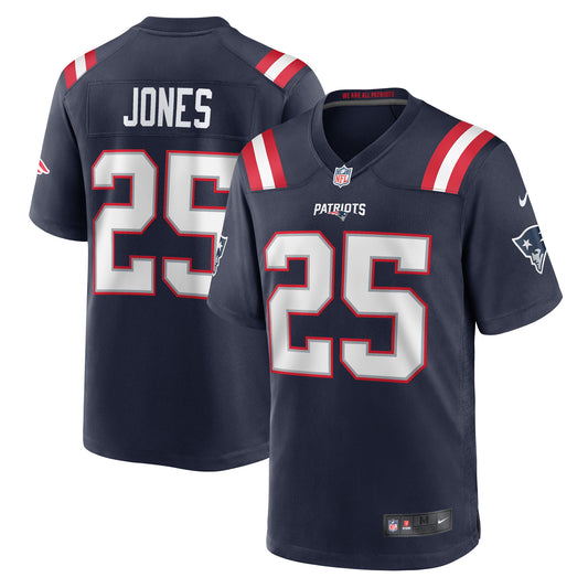 Men's Nike Marcus Jones Navy New England Patriots Game Player Jersey