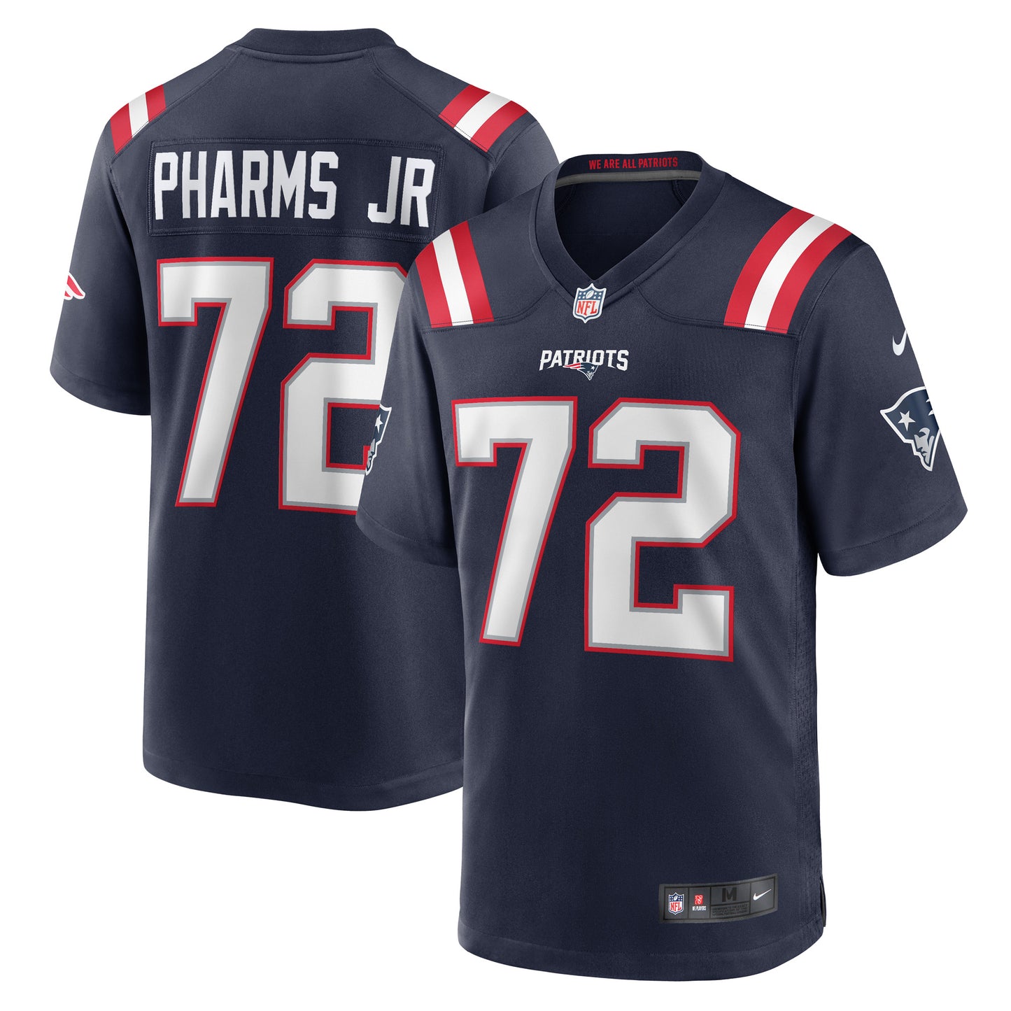 Men's Nike Jeremiah Pharms Jr. Navy New England Patriots Game Player Jersey