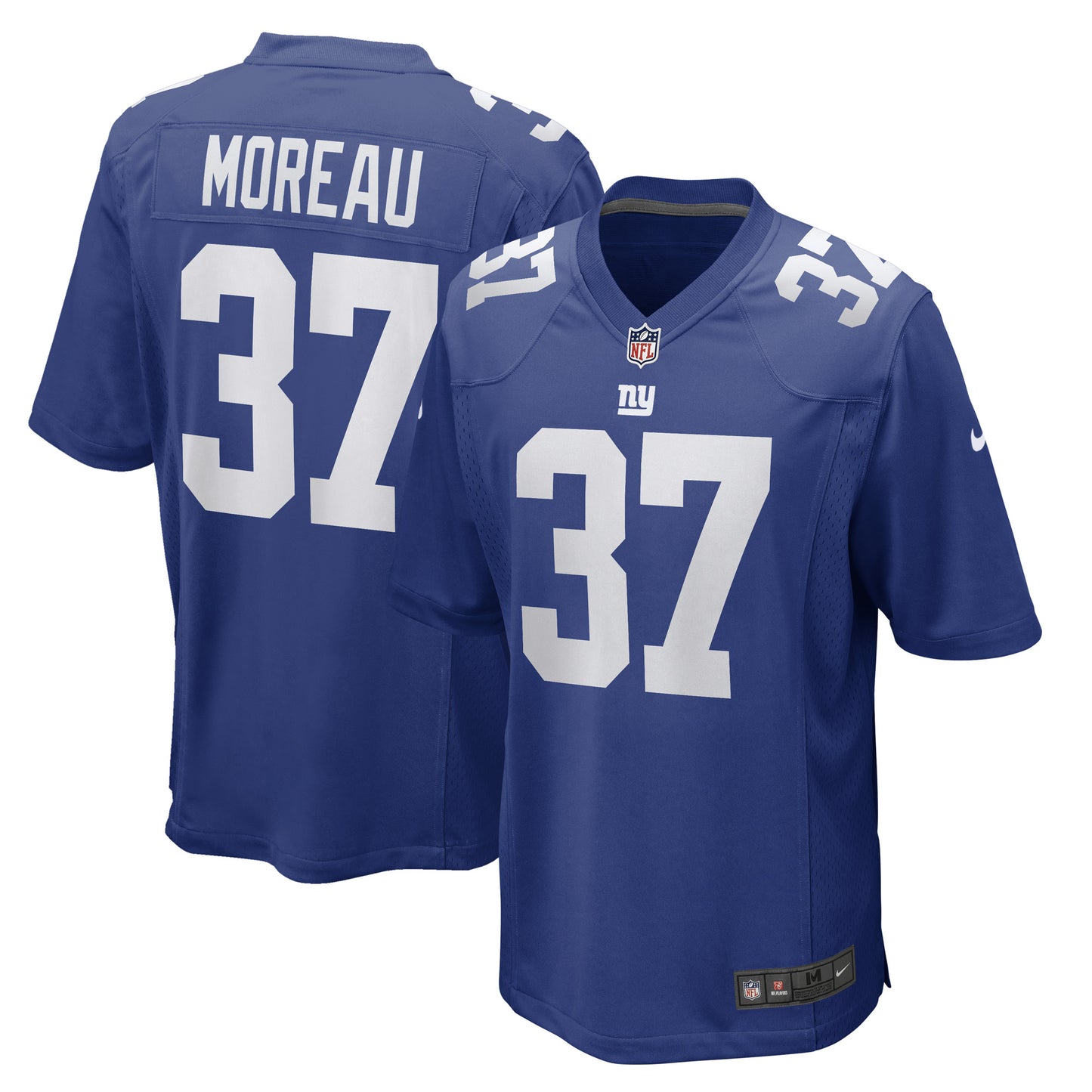 Men's Nike Fabian Moreau Royal New York Giants Game Player Jersey