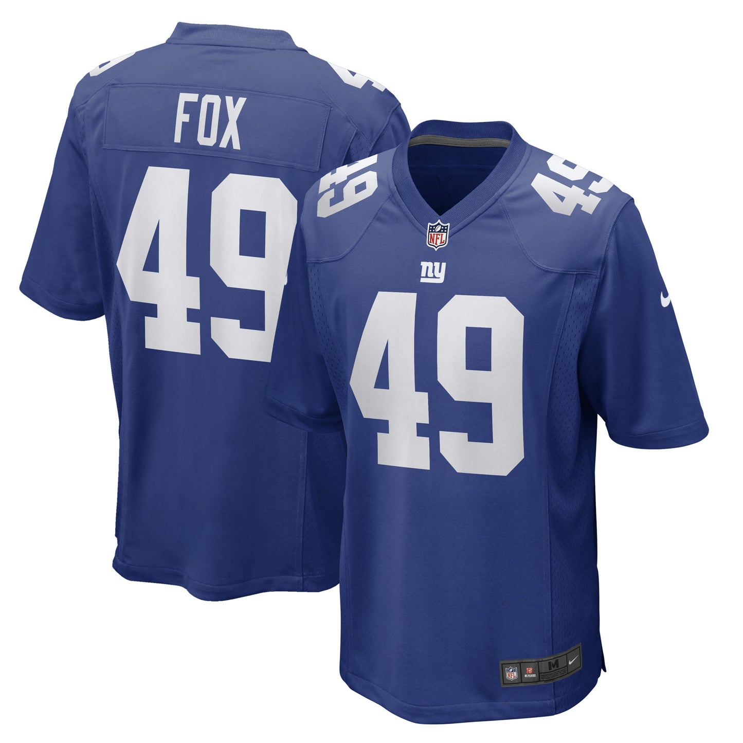 Men's Nike Tomon Fox Royal New York Giants Game Player Jersey