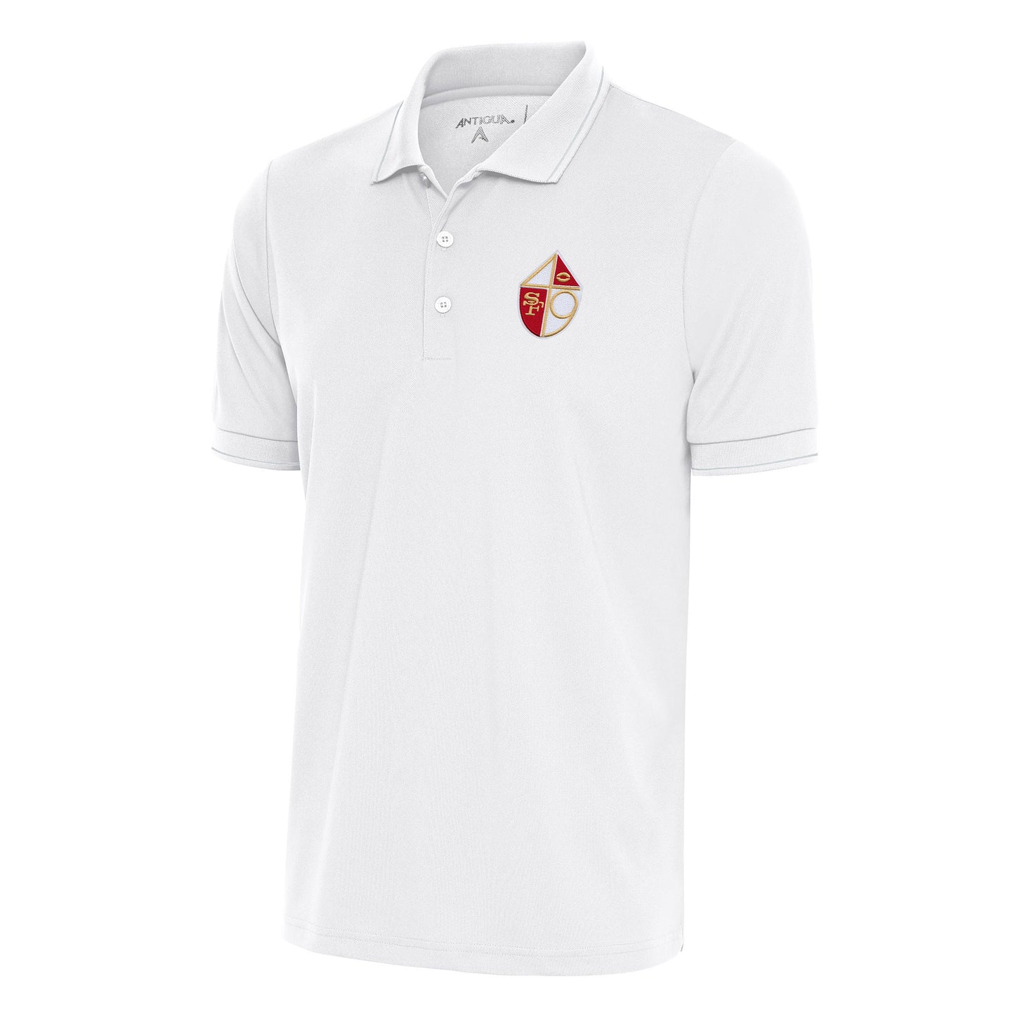 Men's Antigua White San Francisco 49ers Team Logo Throwback Affluent Big & Tall Polo