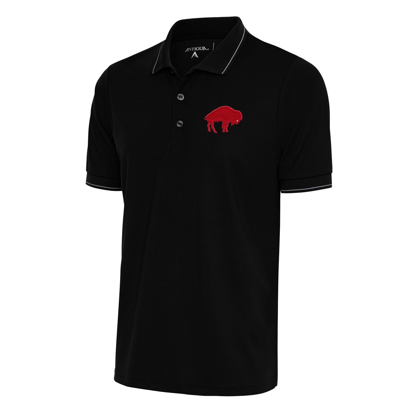 Men's Antigua Black Buffalo Bills Team Logo Throwback Affluent Big & Tall Polo