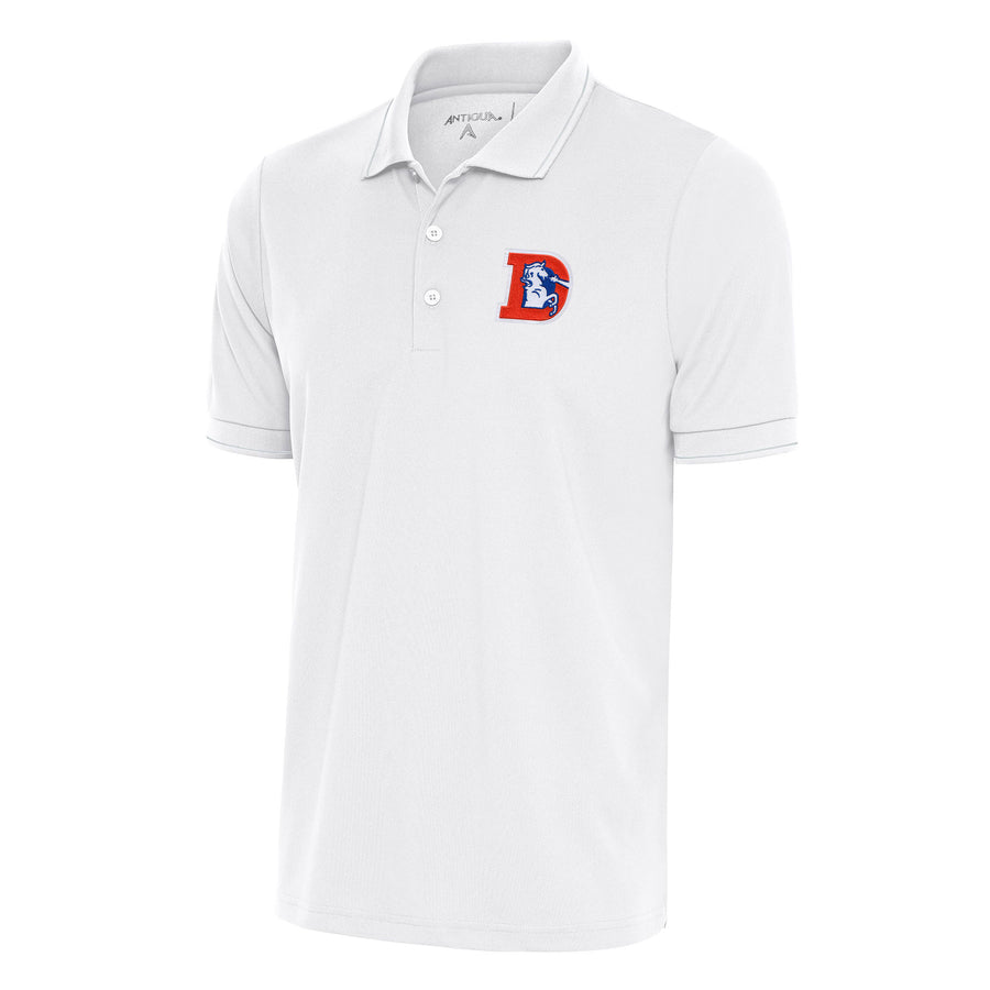 Men's Antigua White Denver Broncos Team Logo Throwback Affluent Big & Tall Polo