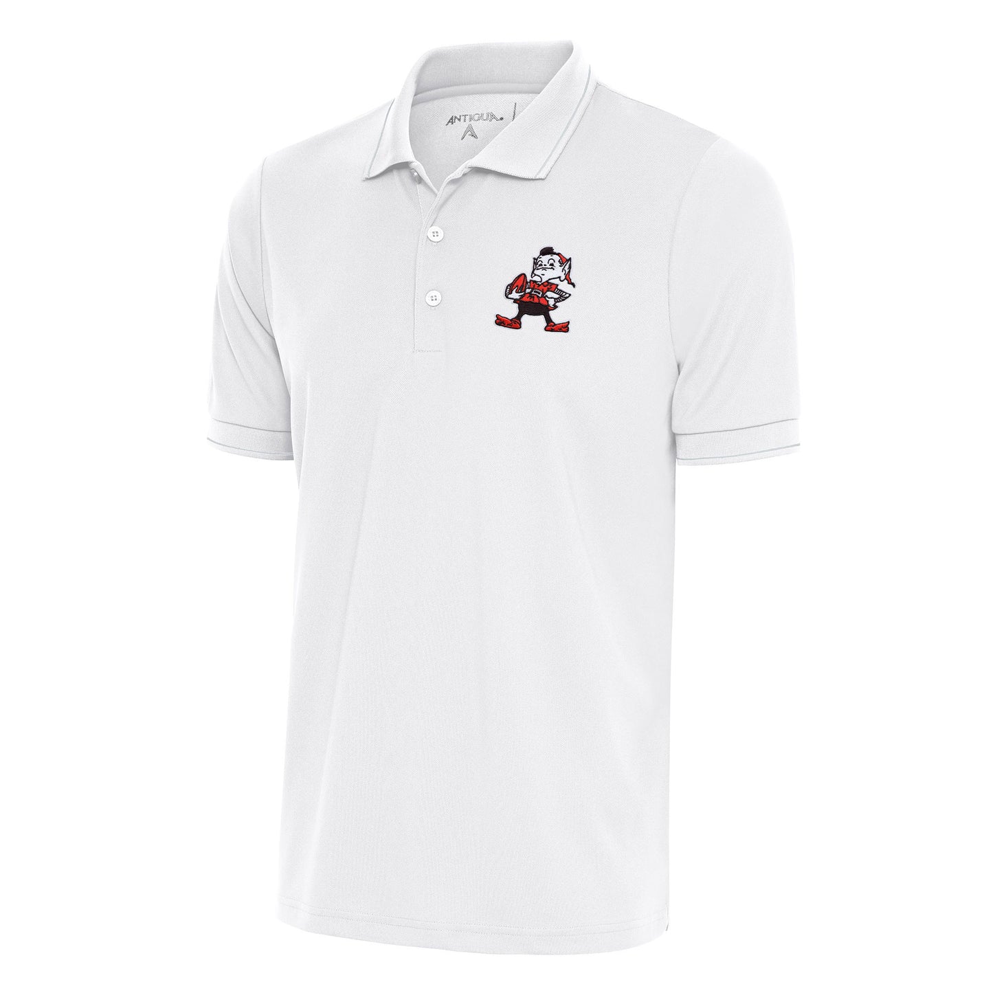 Men's Antigua White Cleveland Browns Team Logo Throwback Affluent Big & Tall Polo
