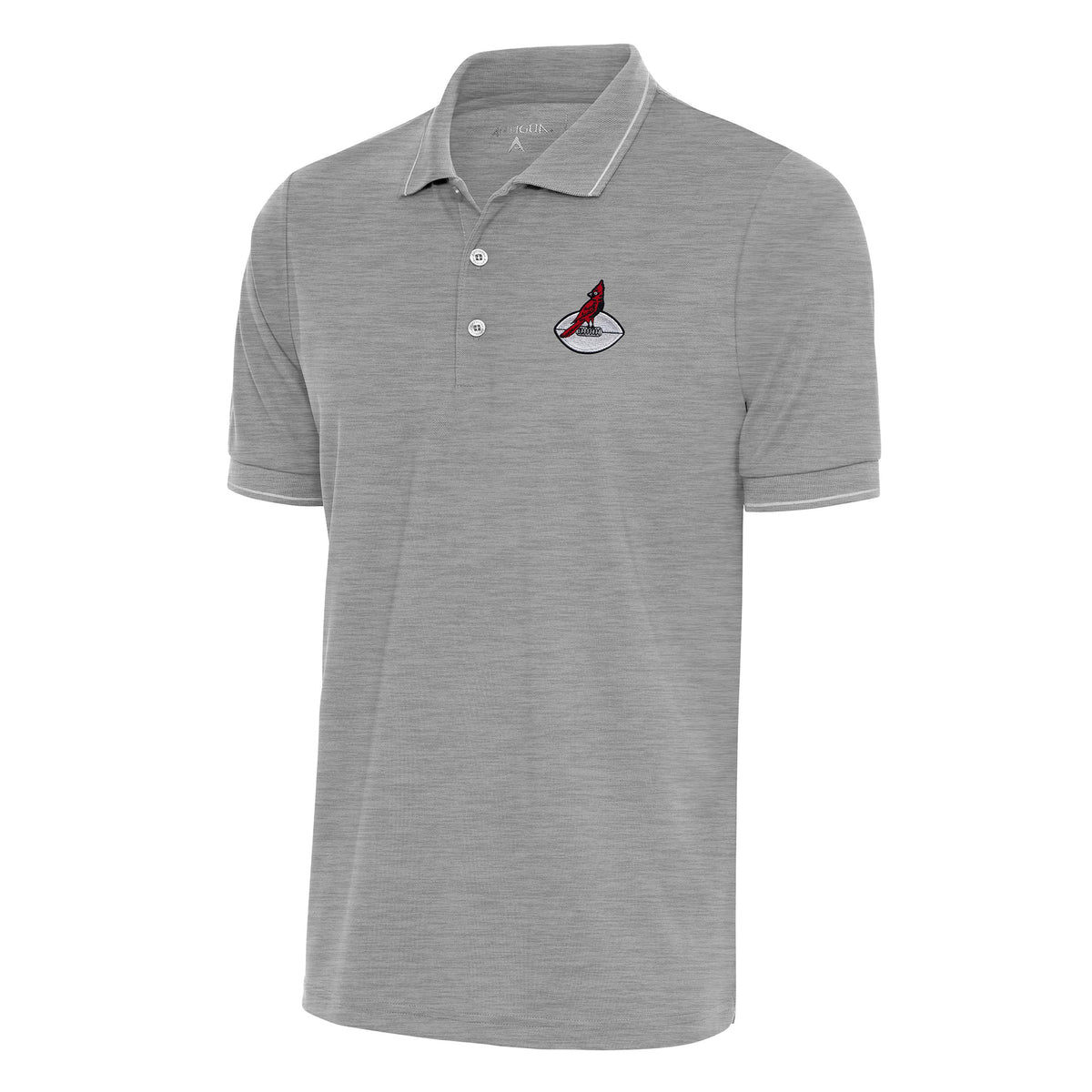 Men's Antigua Heather Gray Arizona Cardinals Team Logo Throwback Affluent Polo