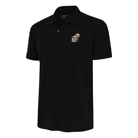 Men's Antigua Black New Orleans Saints Team Logo Throwback Apex Polo