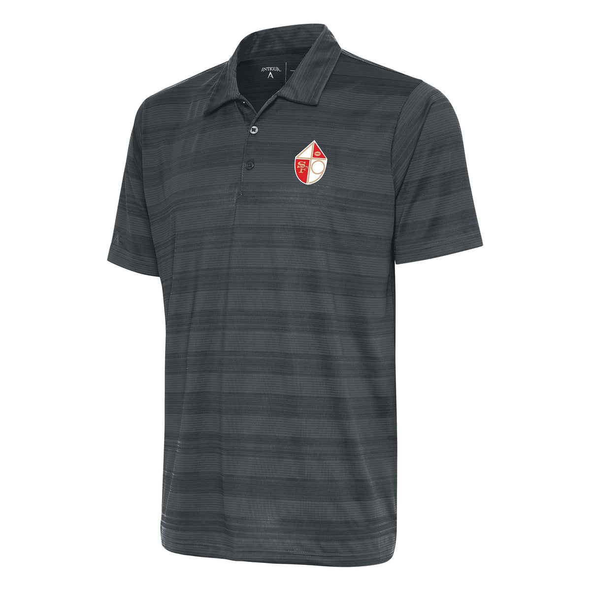 Men's Antigua Charcoal San Francisco 49ers Team Logo Throwback Compass Polo
