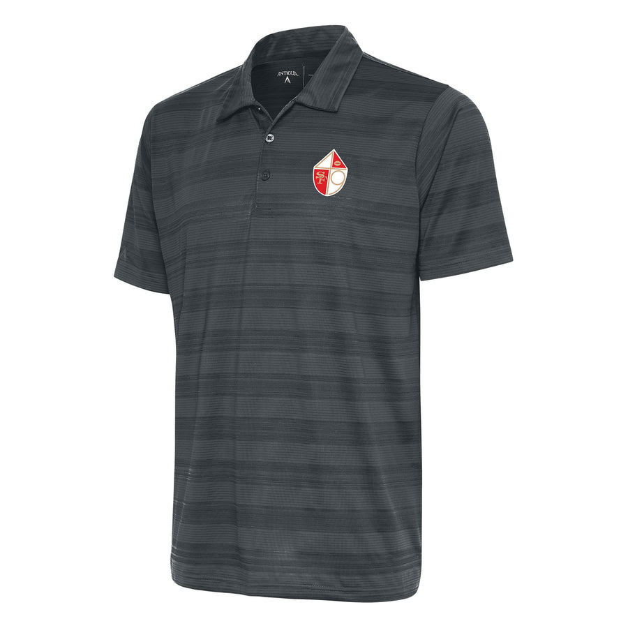 Men's Antigua Charcoal San Francisco 49ers Team Logo Throwback Compass Polo
