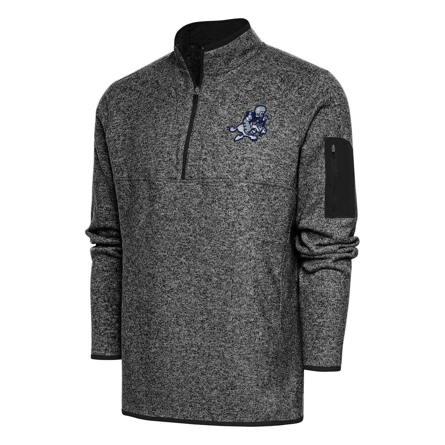 Men's Antigua Heather Black Dallas Cowboys Throwback Fortune Quarter-Zip Pullover Jacket