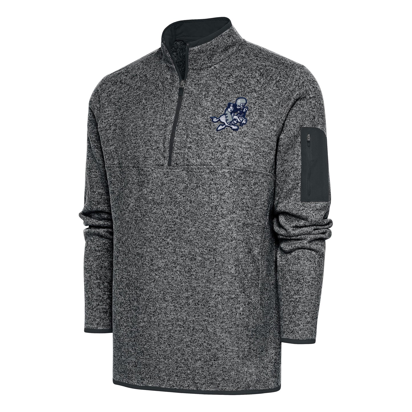 Men's Antigua Heather Charcoal Dallas Cowboys Throwback Fortune Quarter-Zip Pullover Jacket