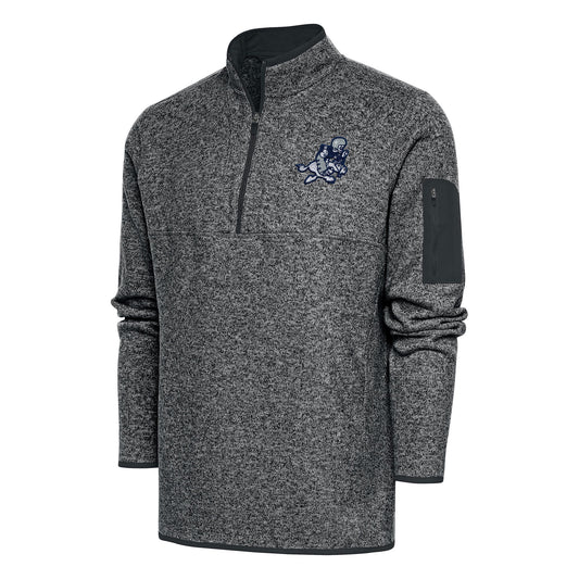 Men's Antigua Heather Charcoal Dallas Cowboys Throwback Fortune Quarter-Zip Pullover Jacket