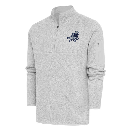 Men's Antigua Heather Gray Dallas Cowboys Throwback Fortune Quarter-Zip Pullover Jacket