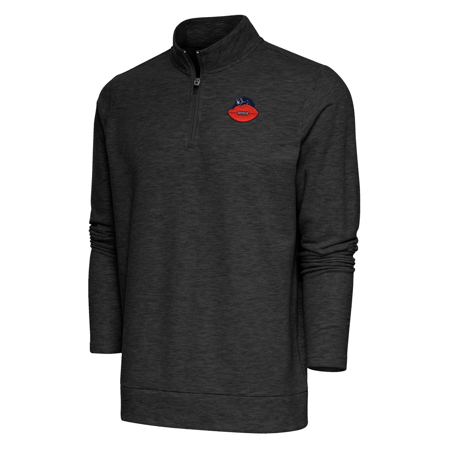 Men's Antigua Heather Black Chicago Bears Team Logo Throwback Gambit Quarter-Zip Pullover Top