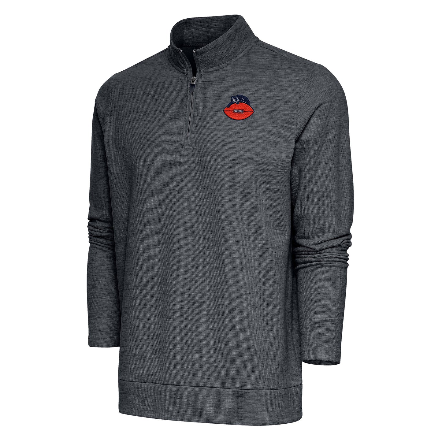 Men's Antigua Heather Charcoal Chicago Bears Team Logo Throwback Gambit Quarter-Zip Pullover Top