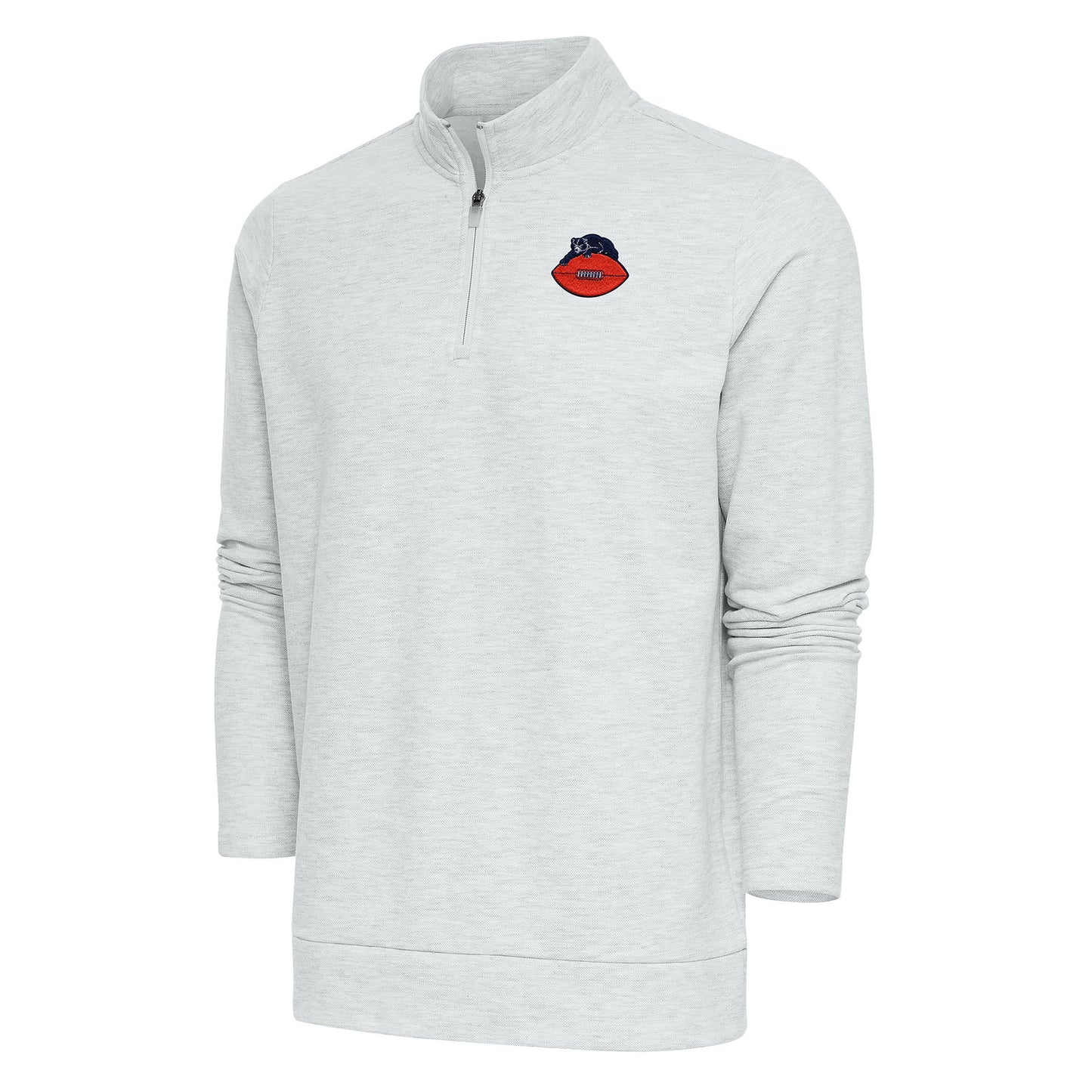 Men's Antigua Heather Gray Chicago Bears Team Logo Throwback Gambit Quarter-Zip Pullover Top