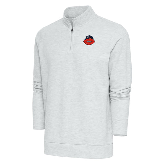 Men's Antigua Heather Gray Chicago Bears Team Logo Throwback Gambit Quarter-Zip Pullover Top
