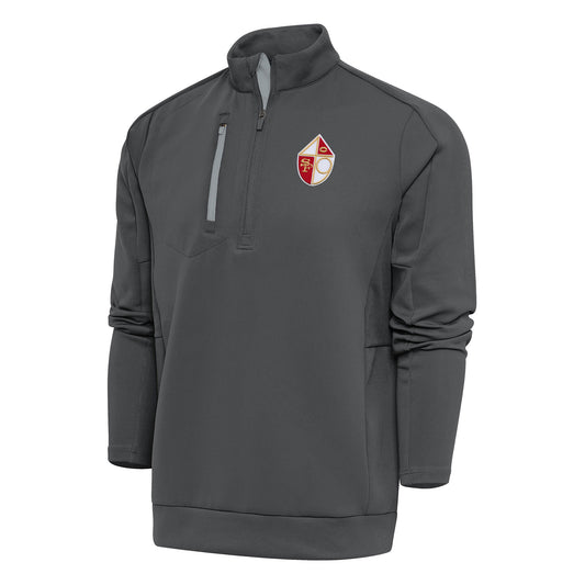 Men's Antigua Charcoal San Francisco 49ers Team Logo Throwback Generation Quarter-Zip Pullover Top