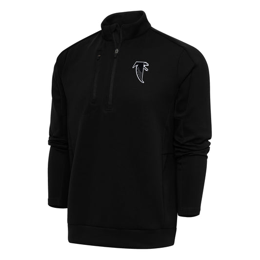 Men's Antigua Black Atlanta Falcons Team Logo Throwback Generation Quarter-Zip Pullover Top