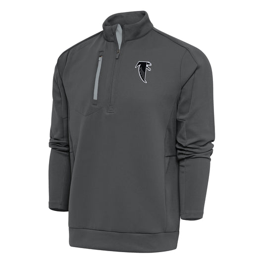 Men's Antigua Charcoal Atlanta Falcons Team Logo Throwback Generation Quarter-Zip Pullover Top