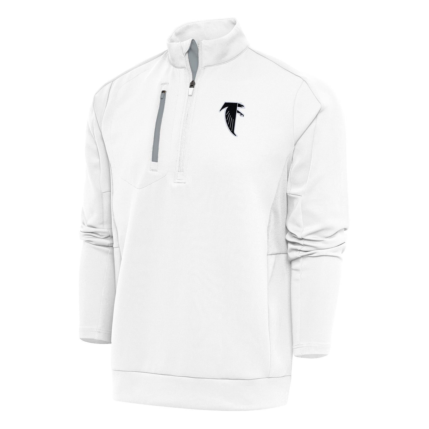 Men's Antigua White Atlanta Falcons Team Logo Throwback Generation Quarter-Zip Pullover Top