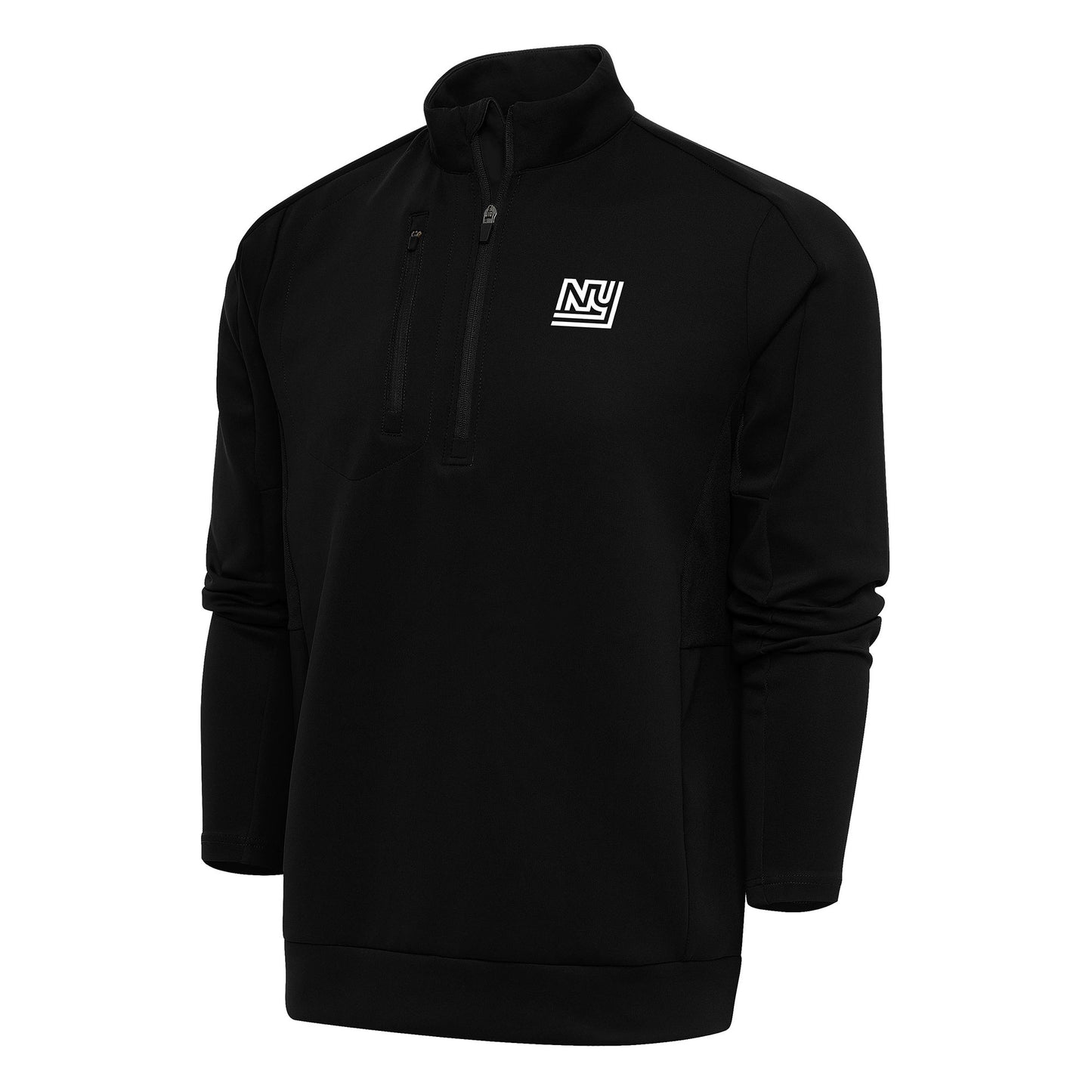 Men's Antigua Black New York Giants Team Logo Throwback Generation Quarter-Zip Pullover Top