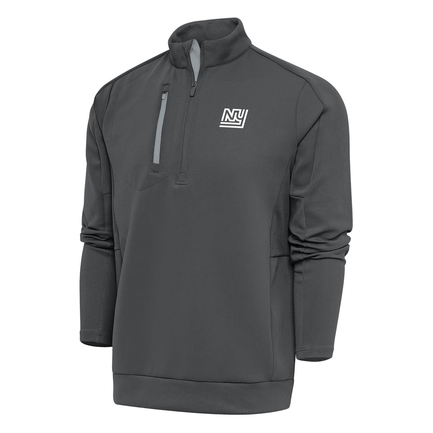 Men's Antigua Charcoal New York Giants Team Logo Throwback Generation Quarter-Zip Pullover Top