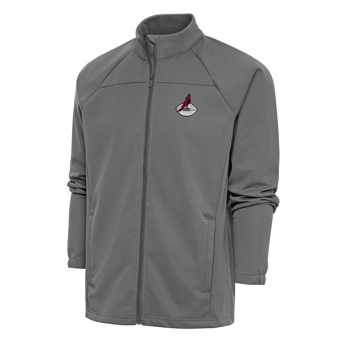 Men's Antigua Steel Arizona Cardinals Team Logo Throwback Links Full-Zip Golf Jacket