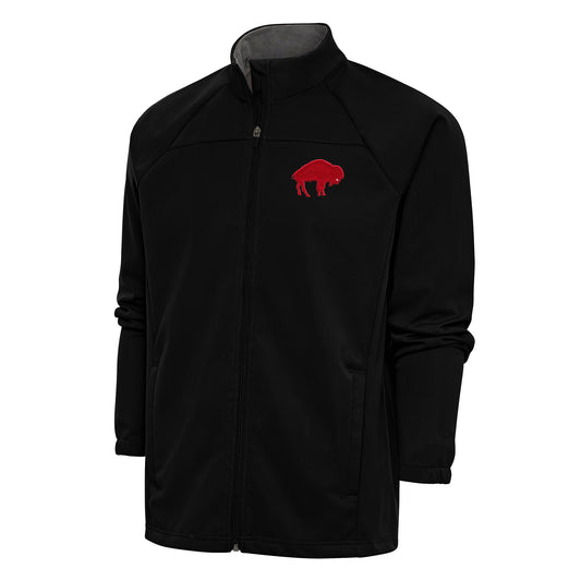 Men's Antigua Black Buffalo Bills Team Logo Throwback Links Full-Zip Golf Jacket