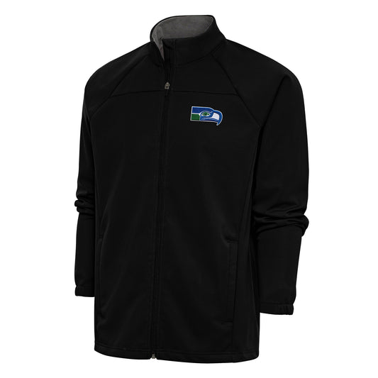 Men's Antigua Black Seattle Seahawks Team Logo Throwback Links Full-Zip Golf Jacket