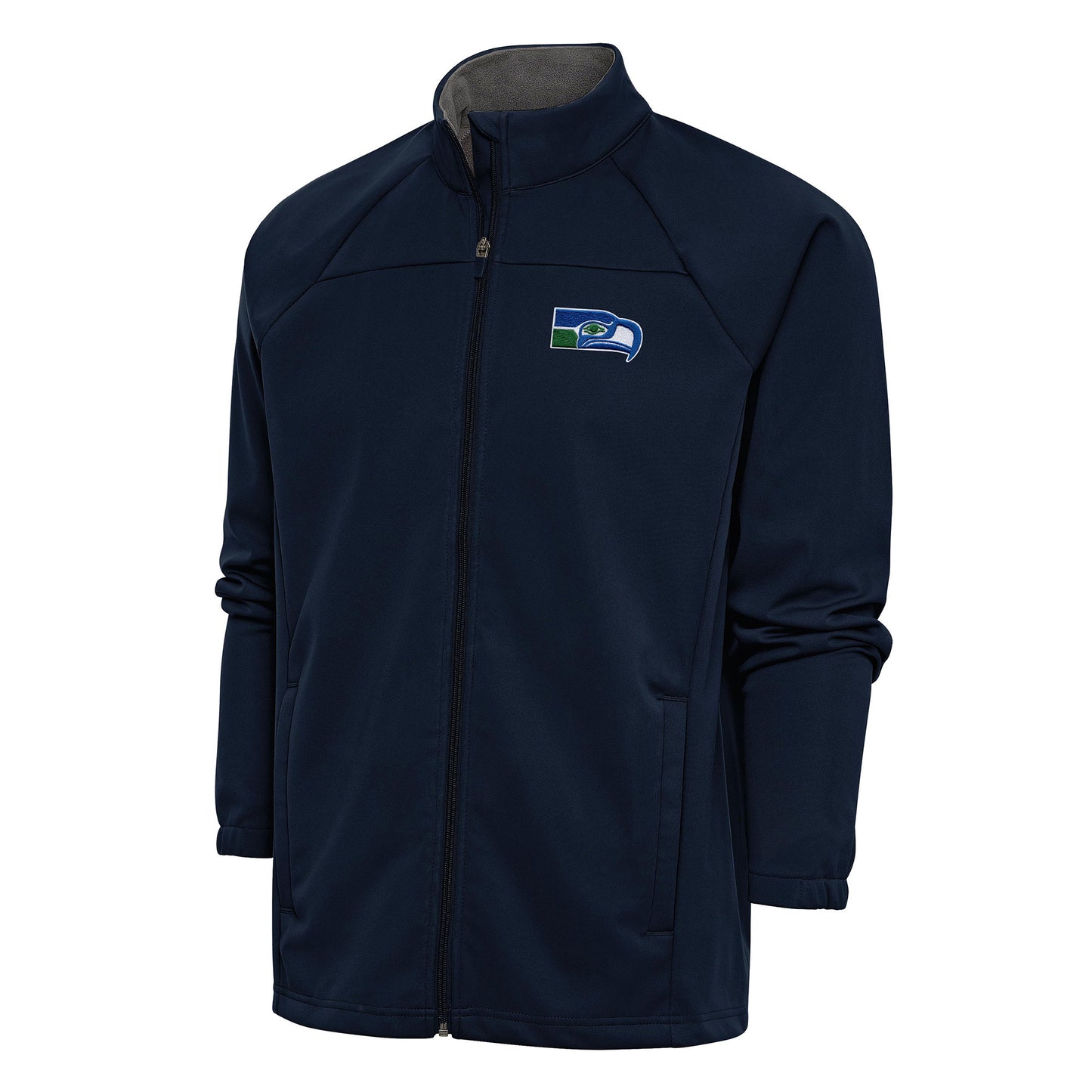 Men's Antigua Navy Seattle Seahawks Team Logo Throwback Links Full-Zip Golf Jacket