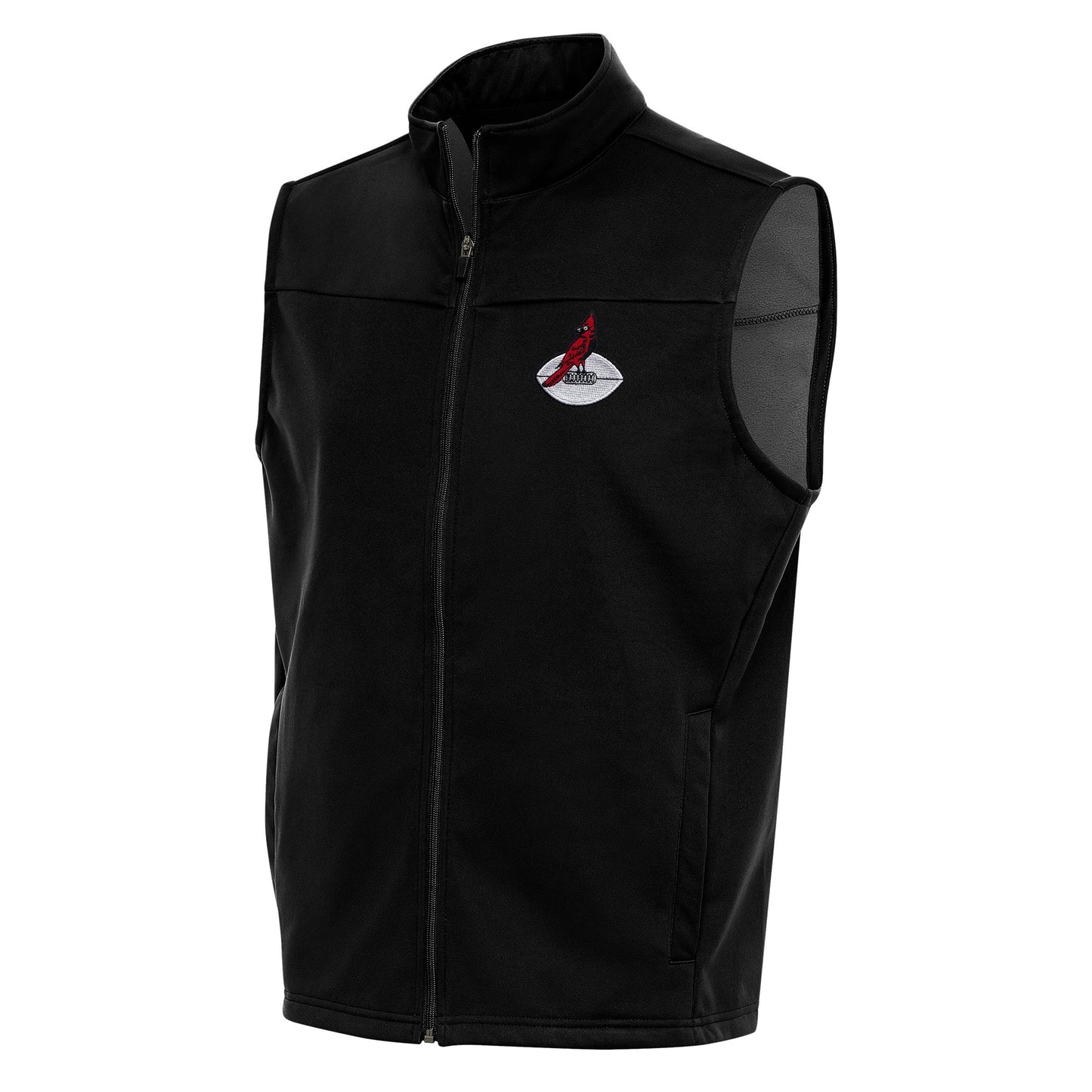 Men's Antigua Black Arizona Cardinals Team Logo Throwback Links Golf Full-Zip Vest