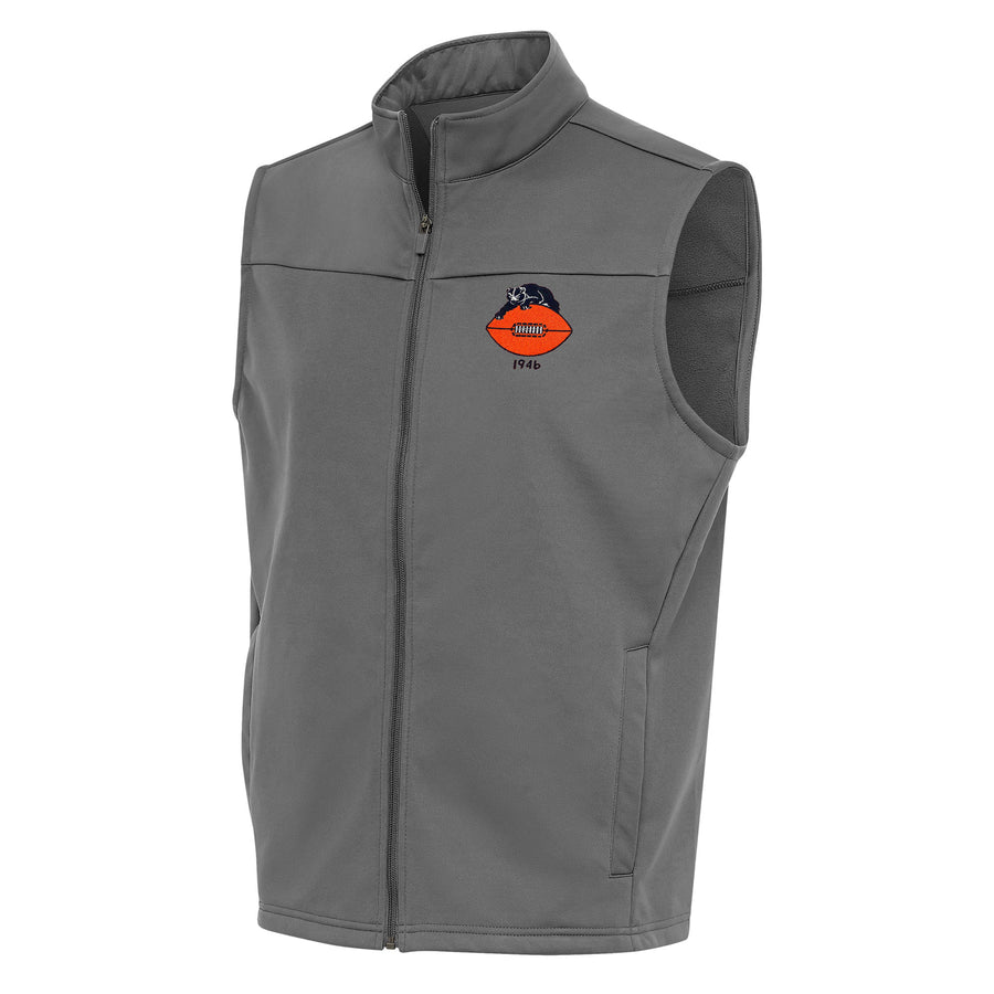 Men's Antigua Steel Chicago Bears Team Logo Throwback Links Golf Full-Zip Vest